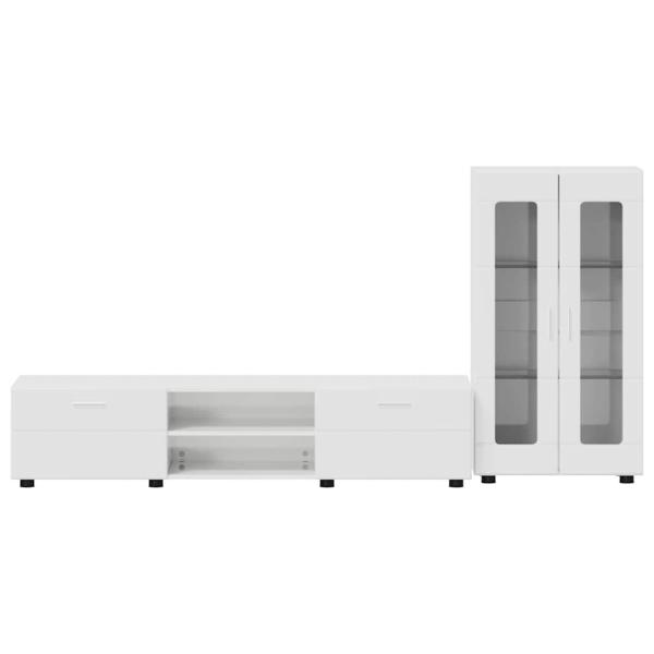 TV-Schrankset mit Schubladen Hochglanz Weiß Holzwerkstoff