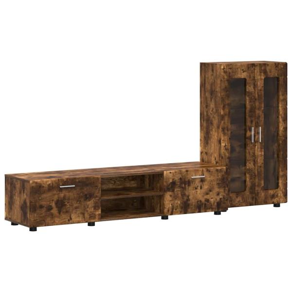 TV-Schrankset mit Schubladen Geräucherte Eiche Holzwerkstoff