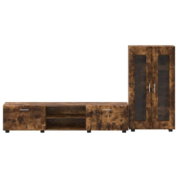 TV-Schrankset mit Schubladen Geräucherte Eiche Holzwerkstoff