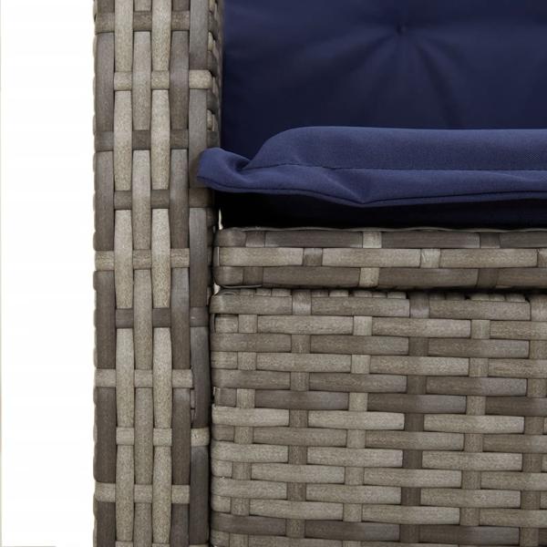 Gartensessel mit Kissen 2 Stk. Verstellbar Grau Poly Rattan