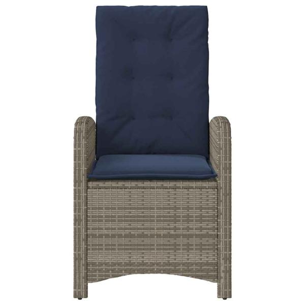 Gartensessel mit Kissen 2 Stk. Verstellbar Grau Poly Rattan