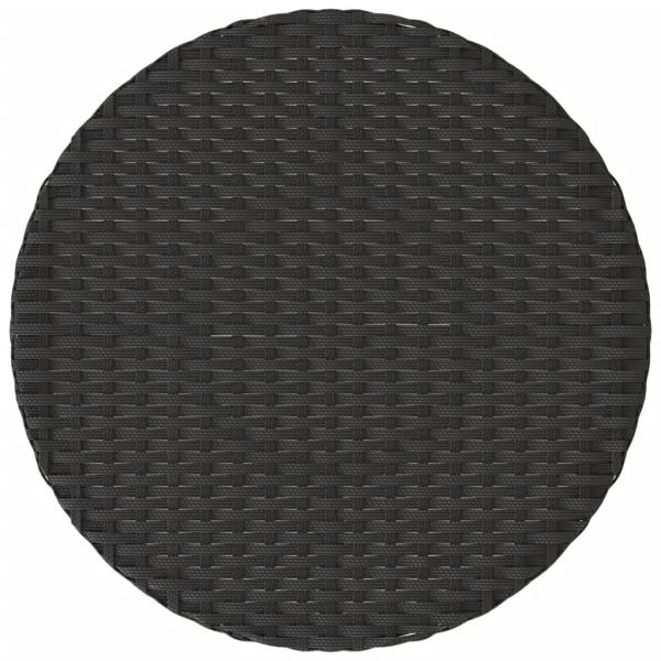 3-tlg. Bistro-Set mit Kissen Schwarz Poly Rattan