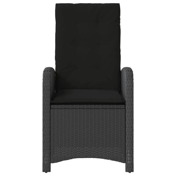 3-tlg. Bistro-Set mit Kissen Schwarz Poly Rattan