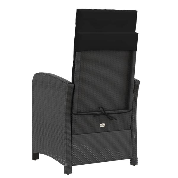 3-tlg. Bistro-Set mit Kissen Schwarz Poly Rattan