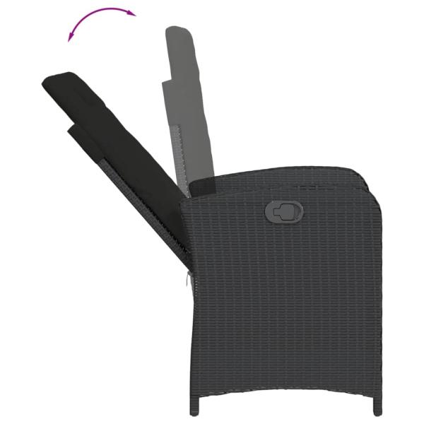 3-tlg. Bistro-Set mit Kissen Schwarz Poly Rattan