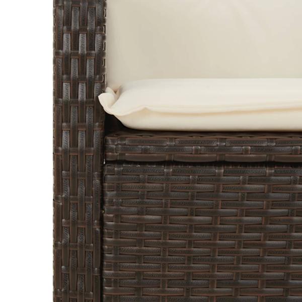 3-tlg. Bistro-Set mit Kissen Braun Poly Rattan