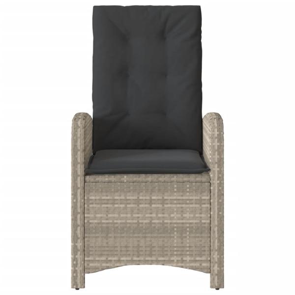 3-tlg. Bistro-Set mit Kissen Hellgrau Poly Rattan