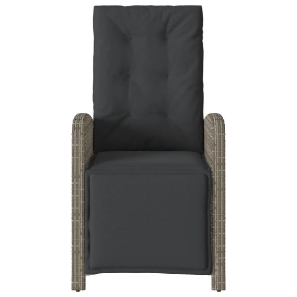 3-tlg. Bistro-Set mit Kissen Grau Poly Rattan