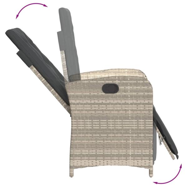 3-tlg. Bistro-Set mit Kissen Hellgrau Poly Rattan