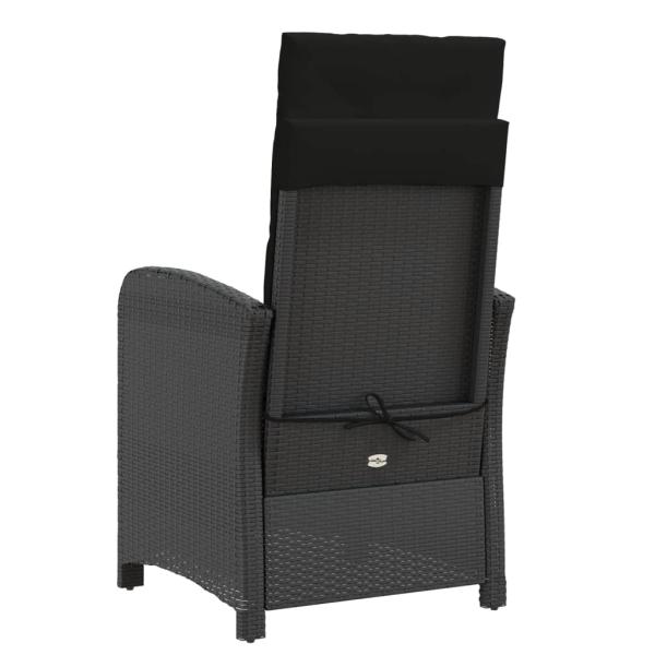 ARDEBO.de - 3-tlg. Bistro-Set mit Kissen Schwarz Poly Rattan