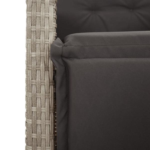 3-tlg. Bistro-Set mit Kissen Hellgrau Poly Rattan