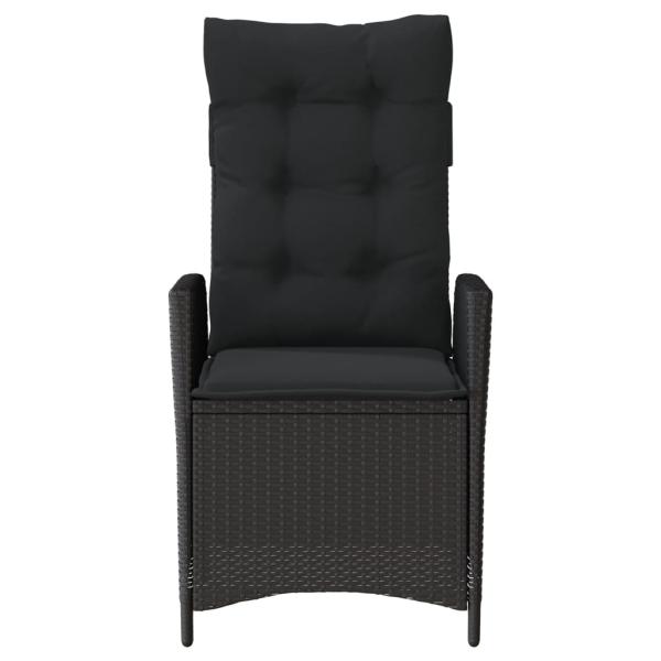 3-tlg. Bistro-Set mit Kissen Schwarz Poly Rattan