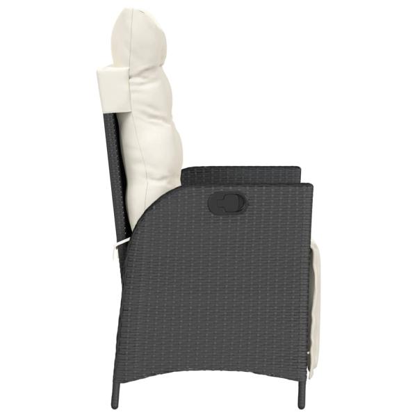 3-tlg. Bistro-Set mit Kissen Schwarz Poly Rattan
