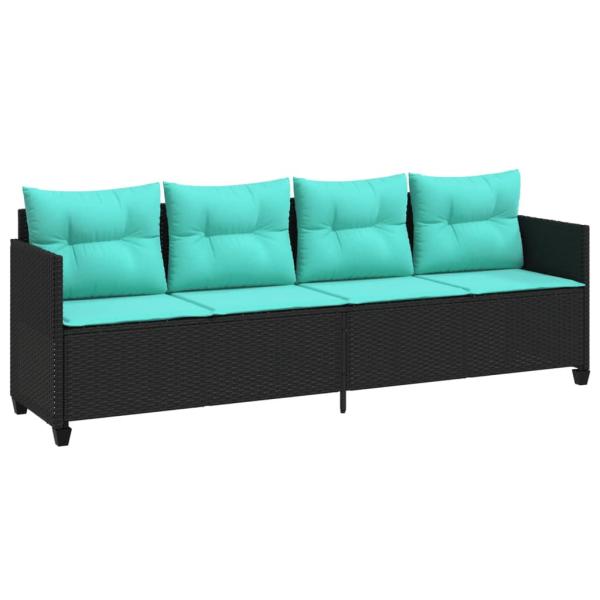 Sonnenliege mit Kissen Schwarz Poly Rattan