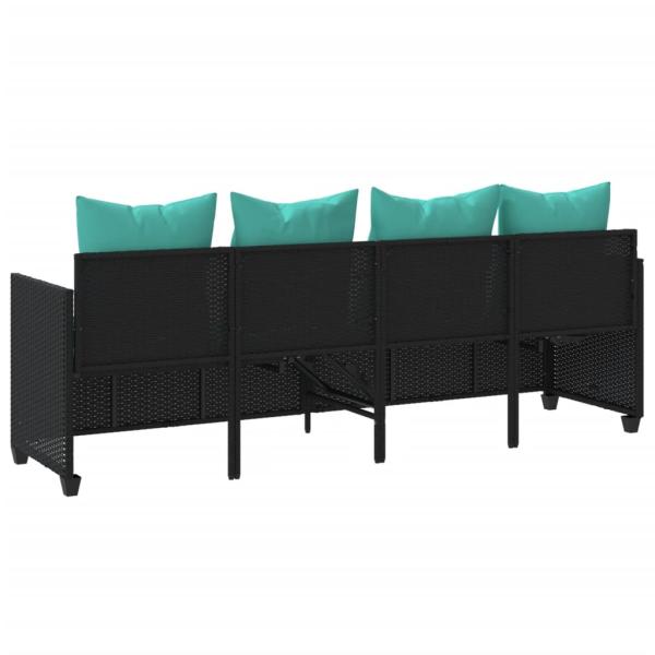 Sonnenliege mit Kissen Schwarz Poly Rattan