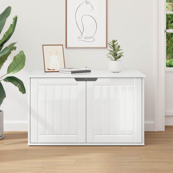 Katzenhaus Glänzend Weiß 85 x 55 x 53,5 cm Holzwerkstoff