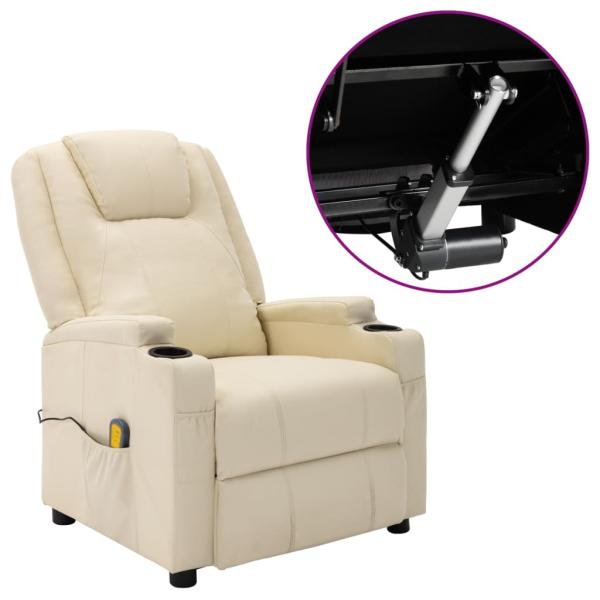 Massagesessel Elektrisch Cremeweiß Kunstleder