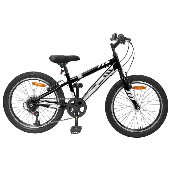 ARDEBO.de - Mountainbike 20 Zoll 6-Speed für 5-8 Jahre alt Schwarz