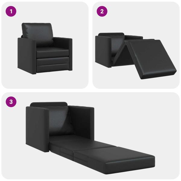 Klappsofa Bett Schwarz 74 x 77 x 81 cm PVC