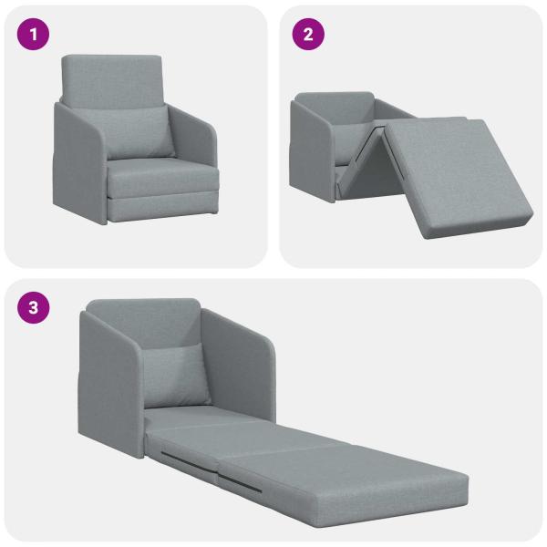 Klappsofa Bett Hellgrau 65 x 80 x 83 cm Stoff