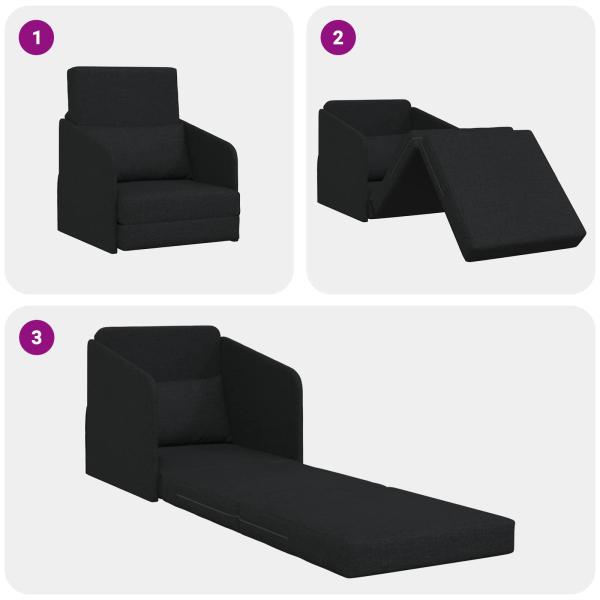 Klappsofa Bett Schwarz 65 x 80 x 83 cm Stoff