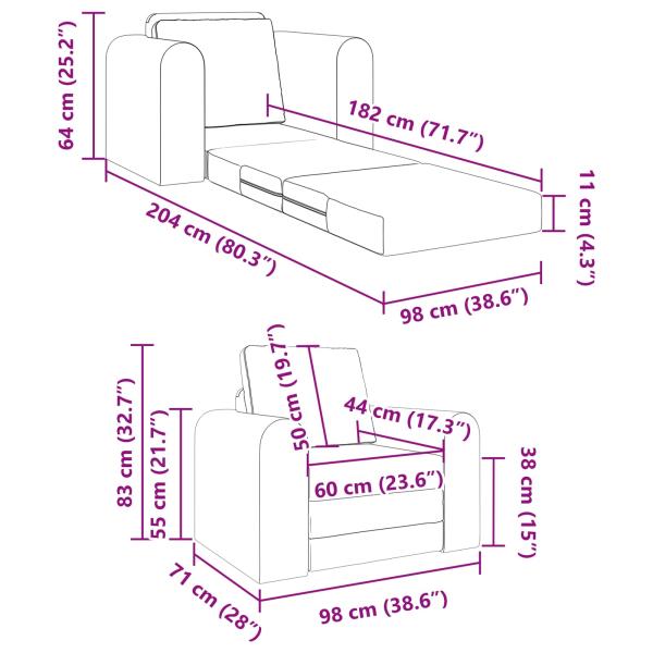 Klappsofa Bett Dunkelgrau 98 x 71 x 83 cm Stoff