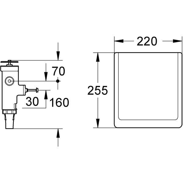 GROHE WC-Druckspüler, Wandeinbau, Austauscharmatur, mit Classic-Abdeckplatte 220 x 255 mm (42901000)