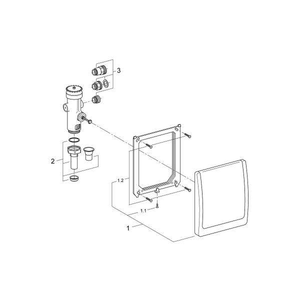 GROHE WC-Druckspüler, Wandeinbau, Austauscharmatur, mit Classic-Abdeckplatte 220 x 255 mm (42901000)