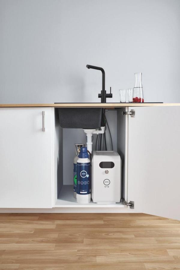 GROHE Blue Professional L-Auslauf Set mit herausziehbarem Mousseurauslauf, velvet black (31326KS2)