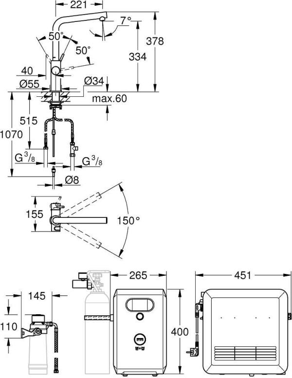 GROHE Blue Professional L-Auslauf Set (31347KS3)