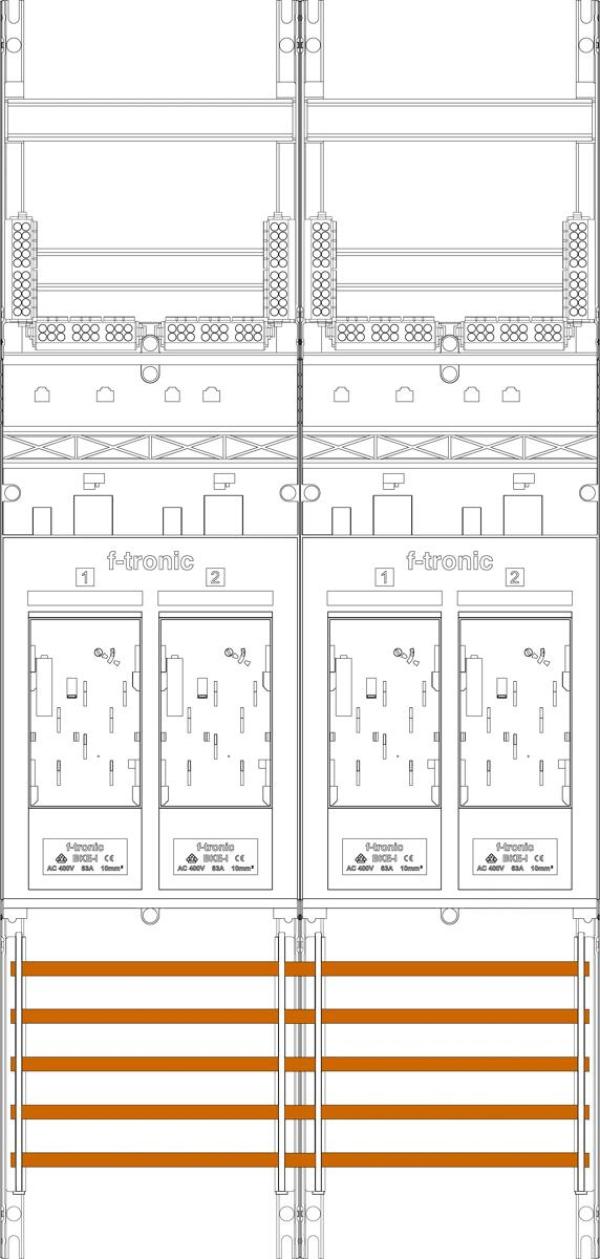 ARDEBO.de f-tronic E216 Zählerfeld, 2-feldrig, 4-eHZ, 5-polig, Höhe 1050mm, weiß (7141020)