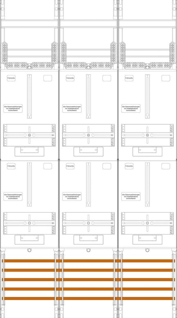 ARDEBO.de f-tronic Z316 Zählerfeld, 3-feldrig, 6-3.HZ, Höhe 1350mm, 5-polig, weiß (7143312)
