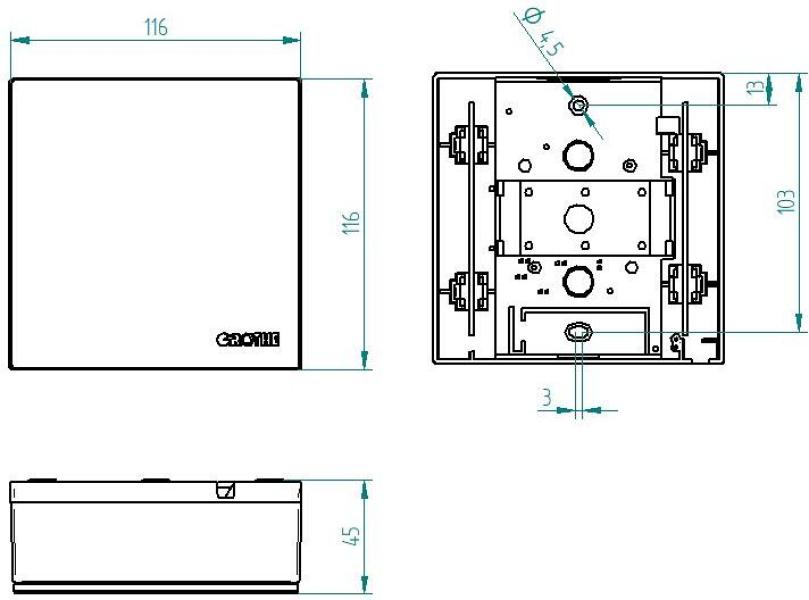 Grothe Zweiklang Gong, 80dB, 46101, Batterie, Echtholz Kirsche (GONG QUADRO 100 BW/KI)