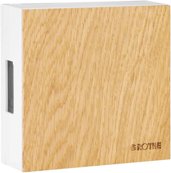 ARDEBO.de Grothe Zweiklang Gong, 80 dB, Aufputz, Batterie, 46121, Eiche (GONG QUADRO 100 BW/EI)