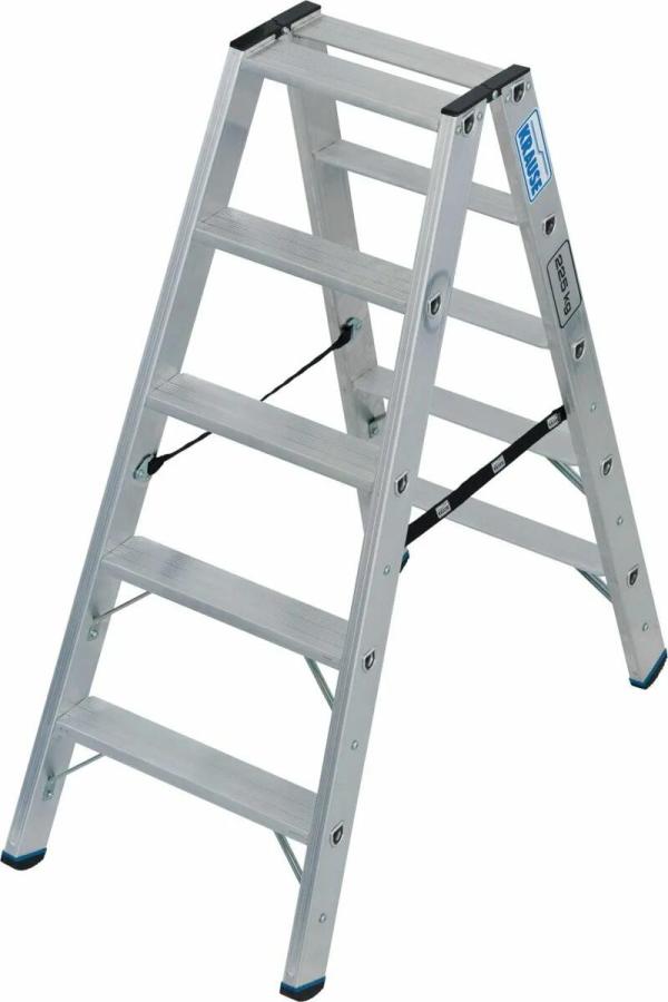 ARDEBO.de Krause 134905 Stabilo Stufen-Doppelleiter, Treppenfunktion, Aluminium, 2x8 Stufen