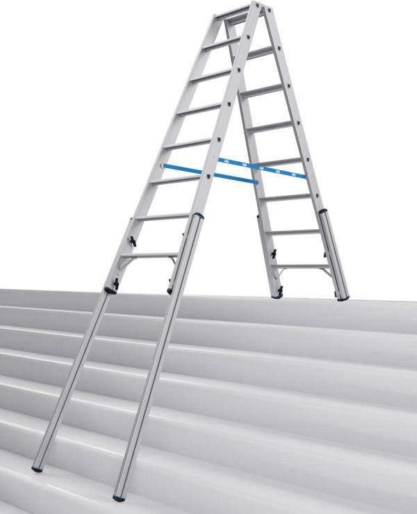 Krause 134905 Stabilo Stufen-Doppelleiter, Treppenfunktion, Aluminium, 2x8 Stufen