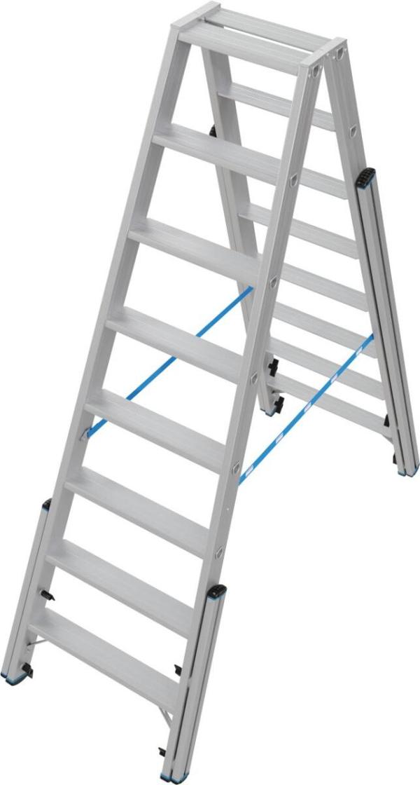 Krause 134905 Stabilo Stufen-Doppelleiter, Treppenfunktion, Aluminium, 2x8 Stufen