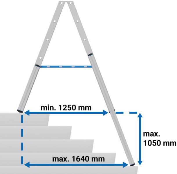 Krause 134882 Stabilo Stufen-Doppelleiter, Treppenfunktion, Aluminium, 2x6 Stufen