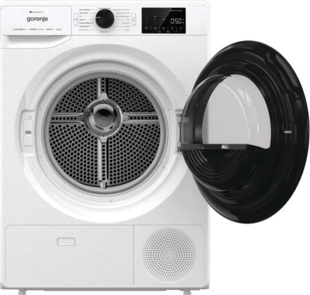 Gorenje DPNE82/GN EEK: D 8 kg Wärmepumpentrockner, 60 cm breit, StableTech, WaveActive Trommel, WLAN, Trommelinnenbeleuchtung, 16 Programme, weiß