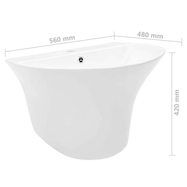 Waschbecken Weiß 56 x 48 x 42 cm Glasierte Keramik