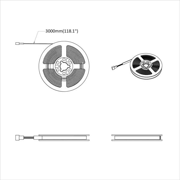 LED Streifen 4 pcs Schwarz und Transparent 300 cm