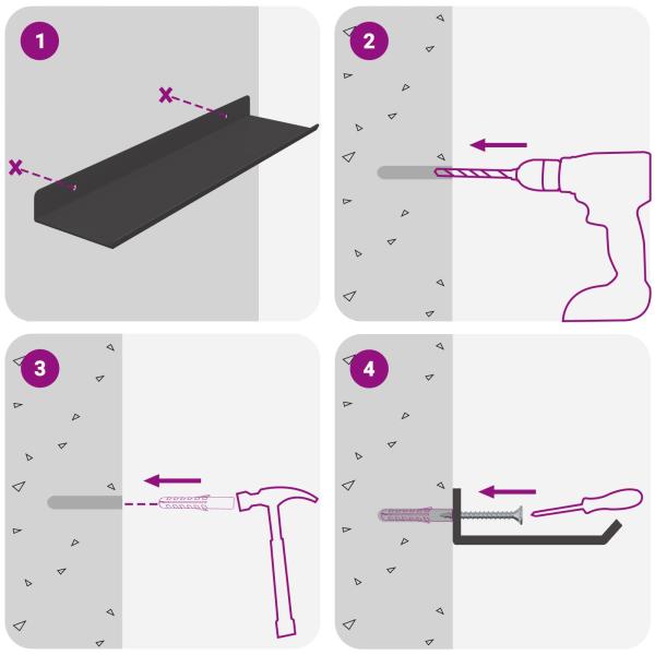 Wandregal mit Regal Wandmontiert 3 pcs Schwarz 80 x 9 x 2.5 cm