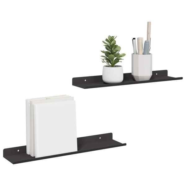ARDEBO.de - Wandregal mit Regal Wandmontiert 2 pcs Schwarz 80 x 9 x 2.5 cm