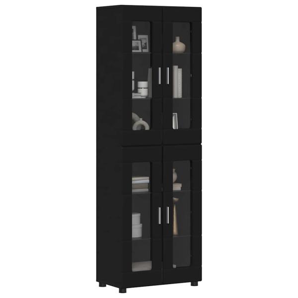 Highboard mit Regal Schwarz 60 x 35 x 182 cm Holzwerkstoff