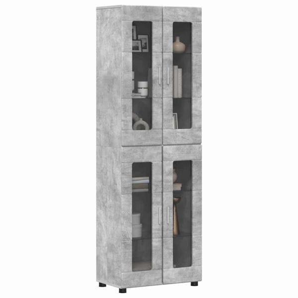 Highboard mit Regal Beton Grau 60 x 35 x 182 cm Holzwerkstoff