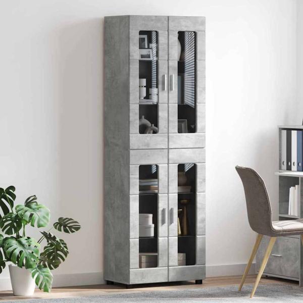 Highboard mit Regal Beton Grau 60 x 35 x 182 cm Holzwerkstoff