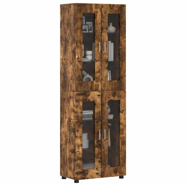 ARDEBO.de - Highboard Geräucherte Eiche 60 x 35 x 182 cm Holzwerkstoff