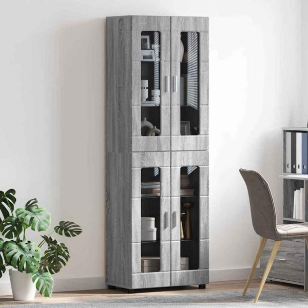 Highboard mit Tür Graues Sonoma 60 x 35 x 182 cm Holzwerkstoff