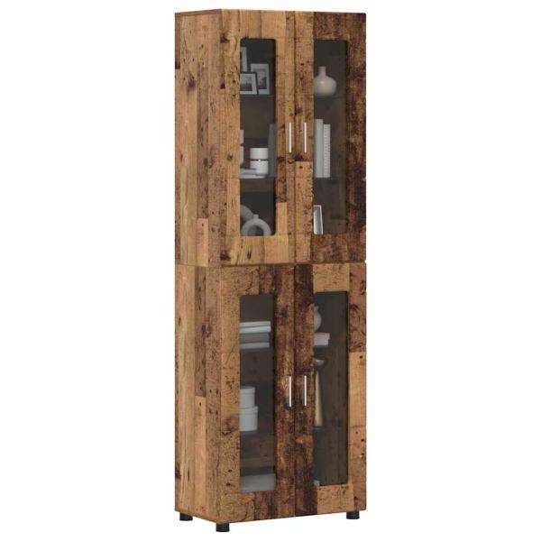 Highboard mit Regal Altholz 60 x 35 x 182 cm Holzwerkstoff