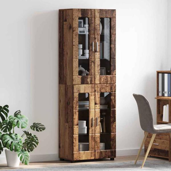 Highboard mit Regal Altholz 60 x 35 x 182 cm Holzwerkstoff